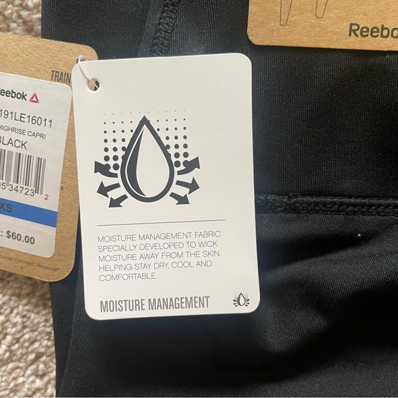 NWT Reebok Skinny Team High-rise Capri Black Logo Detail Size XS REW191LE16011 - Picture 13 of 16
